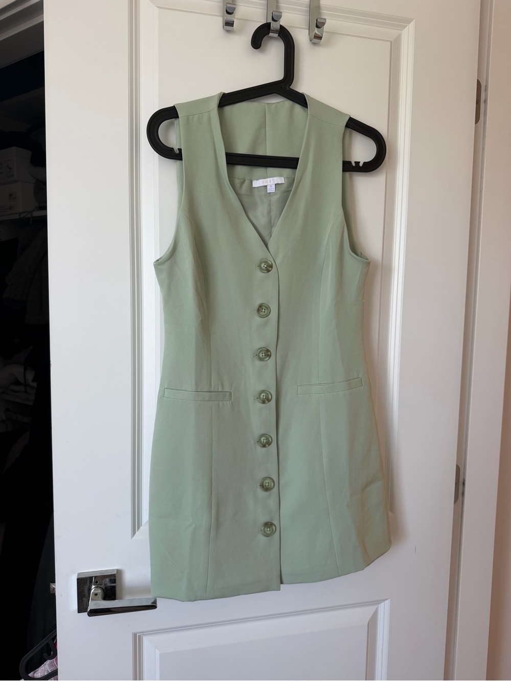 Fashion Nova Mint Green Button-Front Mini Dress